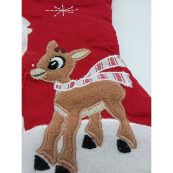 Pottery Barn Kids Anthony Stocking Santa & Rudolph Holiday Christmas Quilted Red - Picture 5 of 11